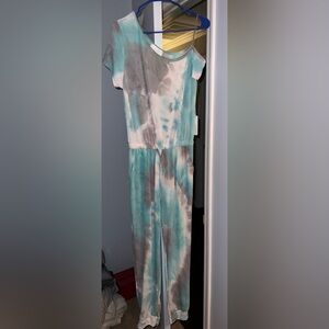 Tie die jumpsuit, off the shoulder. From boutique, never worn, with tag